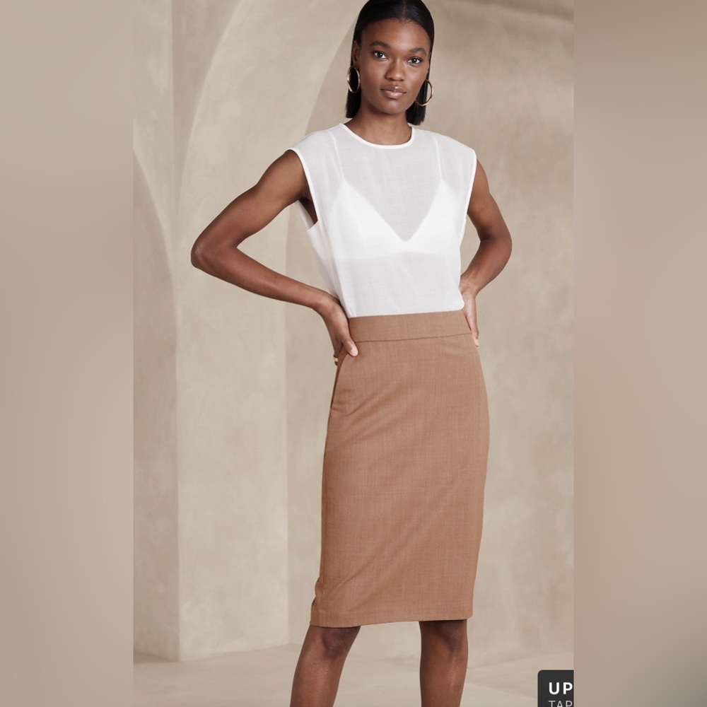 Banana Republic Siena Wool Pencil Skirt Camel 4P